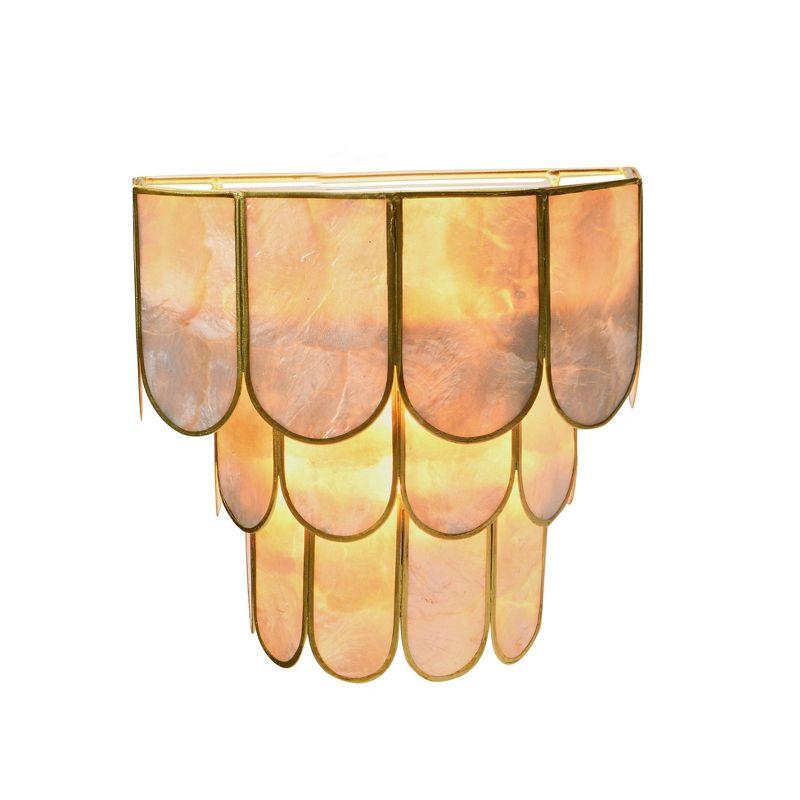 Storied Home 4-Tier Capiz and Metal Wall Sconce: ETL & UL Listed, 1-Way On Off, No Battery Required