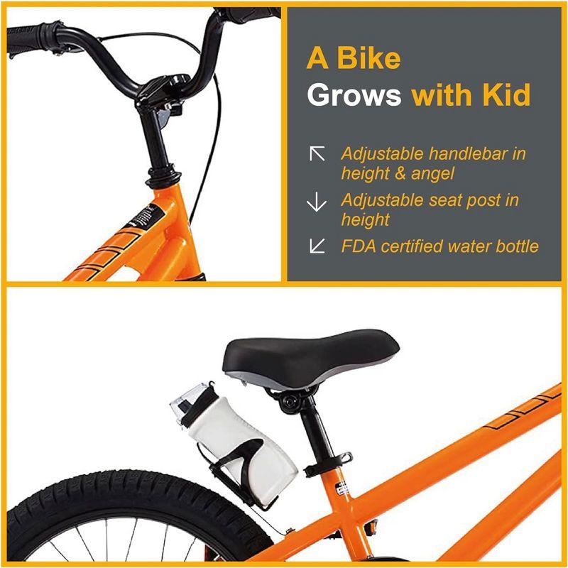 RoyalBaby Freestyle 18 Inch Kids Bike with Kickstand, Water Bottle and Holder, and Reflectors for Boys and Girls Ages 5 to 9, Orange