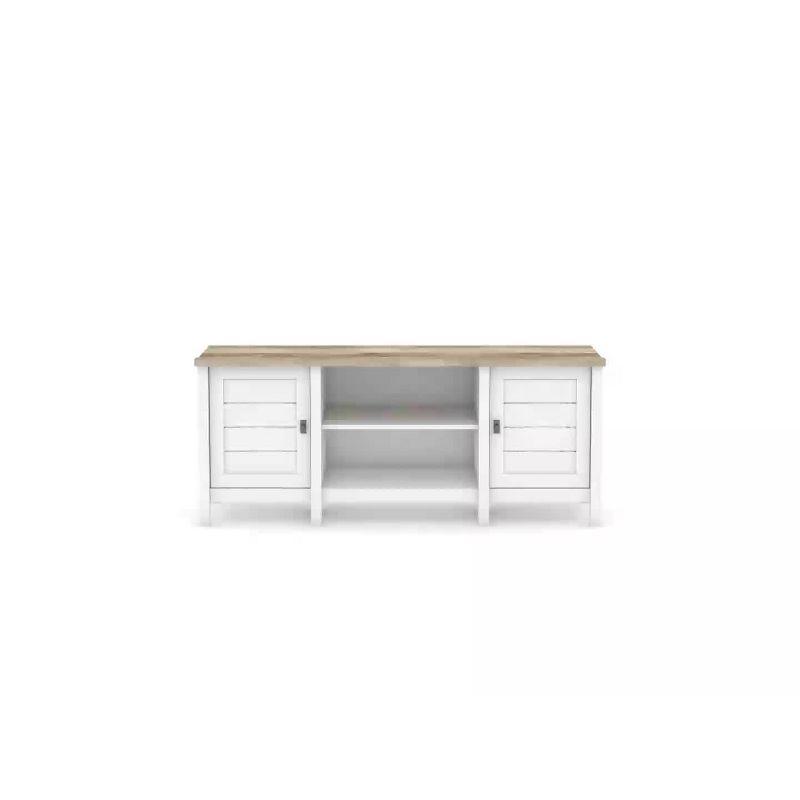 Cottage Road TV Stand for TVs up to 65" with Doors Soft White - Sauder: Modern Media Console, Laminate Surface