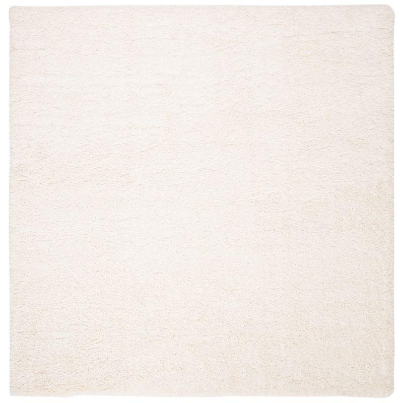 Ivory Square Synthetic Shag Rug, 4' x 4', Easy Care & Stain-Resistant