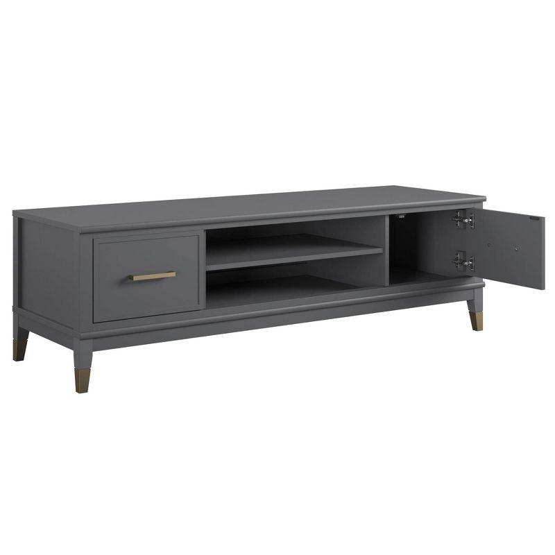 Graphite Gray Engineered Wood TV Stand with Cabinet for 65" TVs