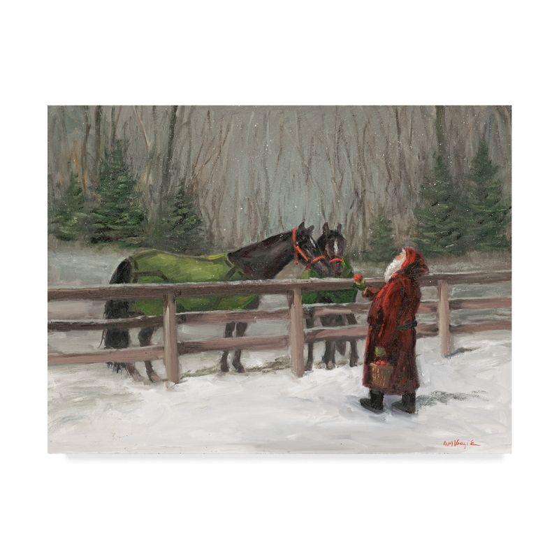 Trademark Fine Art - 18"x24" Mary Miller Veazie 'Santa With Horses' Canvas Art