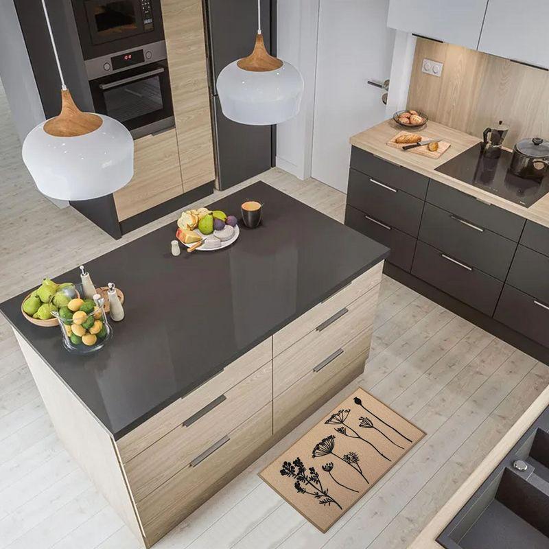 Evideco Wildflowers Non Skid Kitchen Mats Runner & Comfort Mat (2 Pieces) (Set of 2)