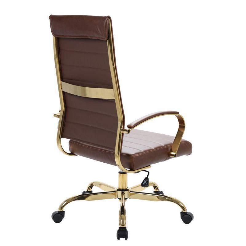 Everly Quinn Humairaa Benmar Leather Office Chair in Gold Base