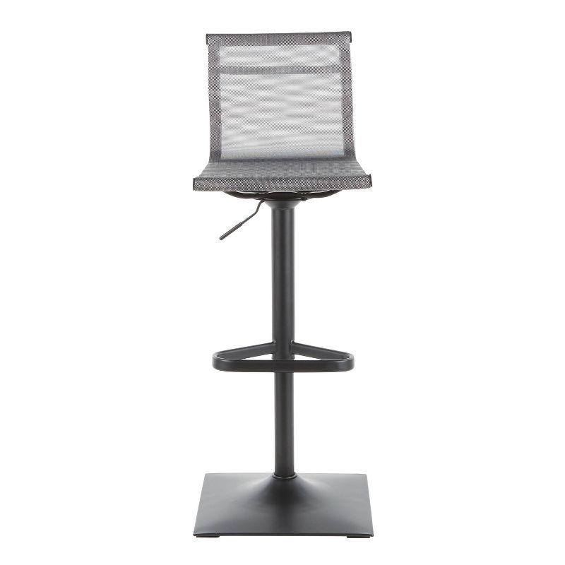 Mirage Contemporary Adjustable Swivel Barstool in Black and Silver Mesh