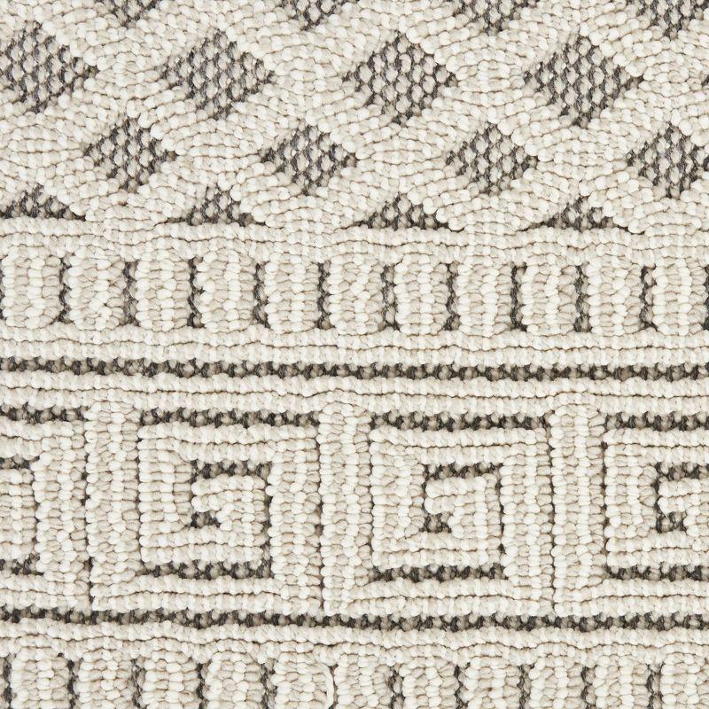 Ivory/Gray Geometric Braided Rectangular Synthetic Rug