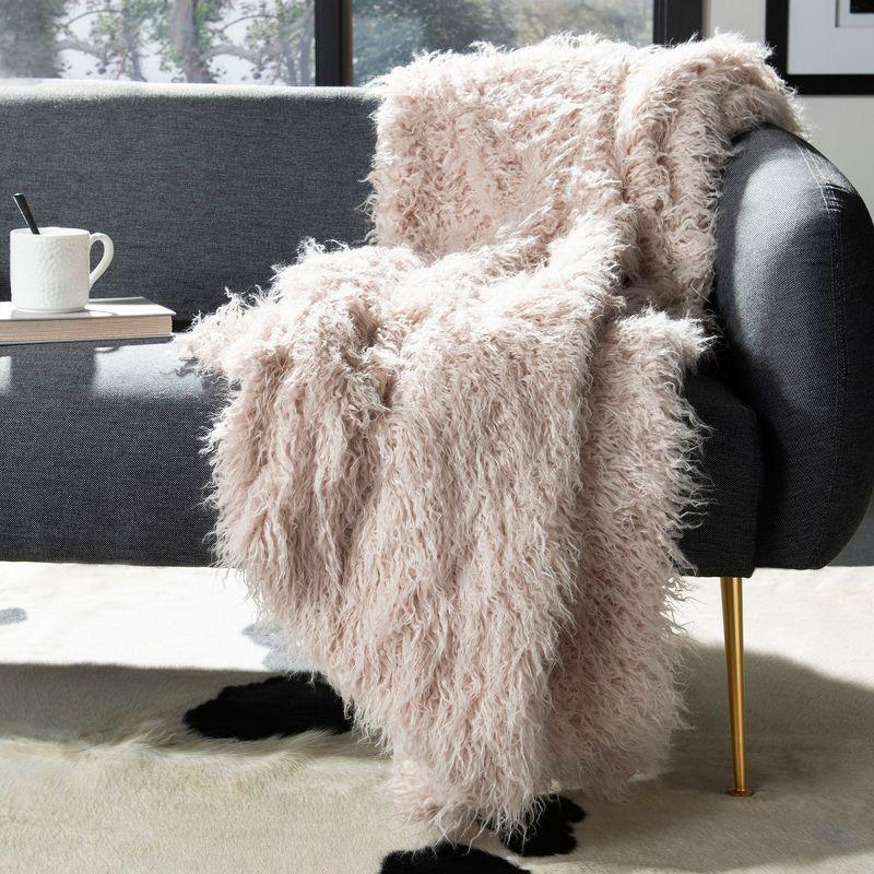 Beige Faux Fur Sherpa Throw Blanket 50" x 60"