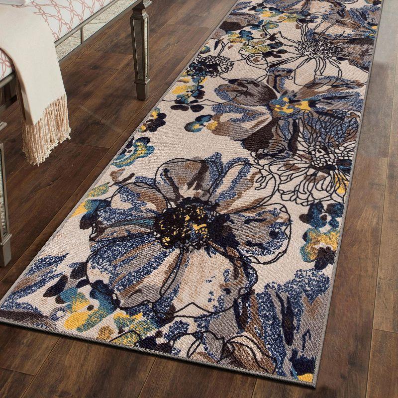 World Rug Gallery Modern Bright Flowers Non-Slip Area Rug