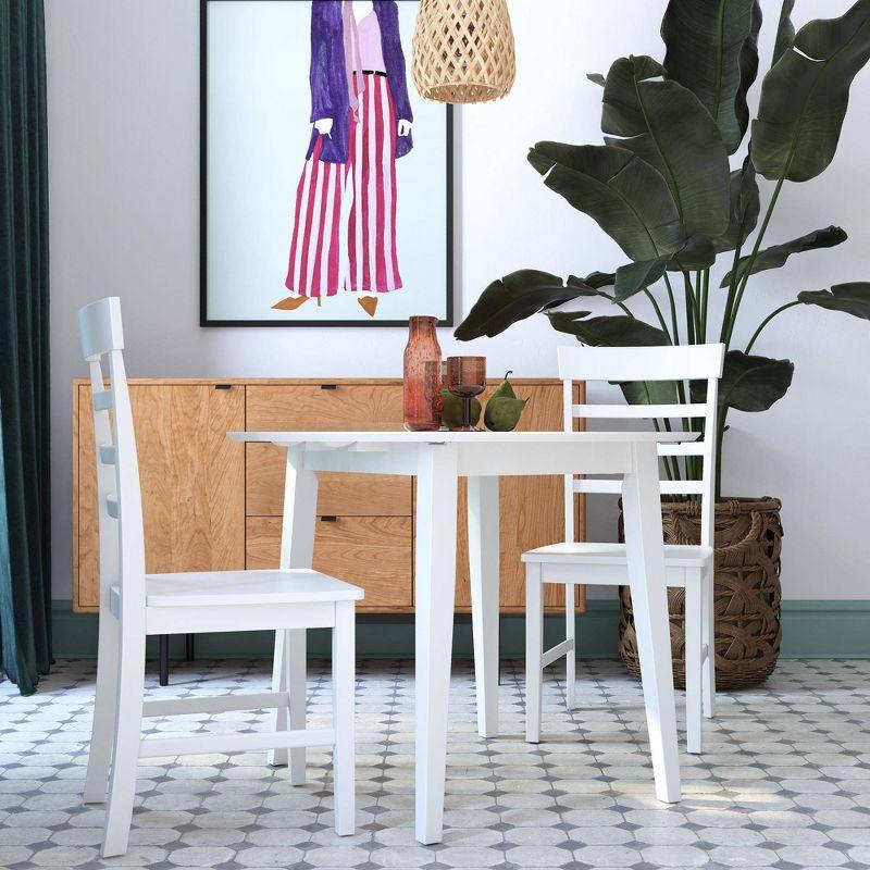 White 3-Piece Drop Leaf Dining Set with Chairs