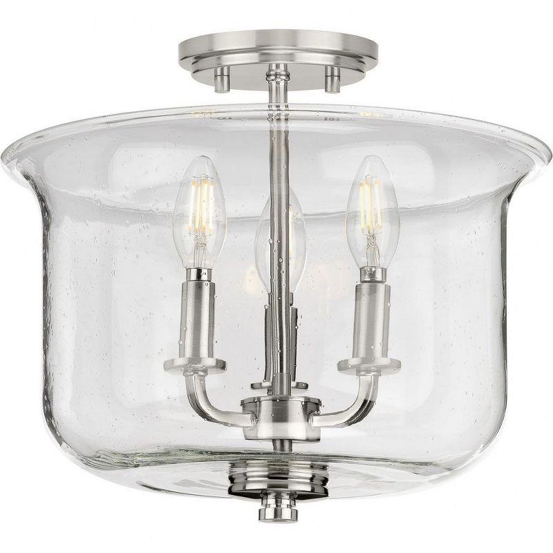 Progress Lighting Winslett 3-Light Semi-Flush Mount, Brushed Nickel, Seeded Glass Shade