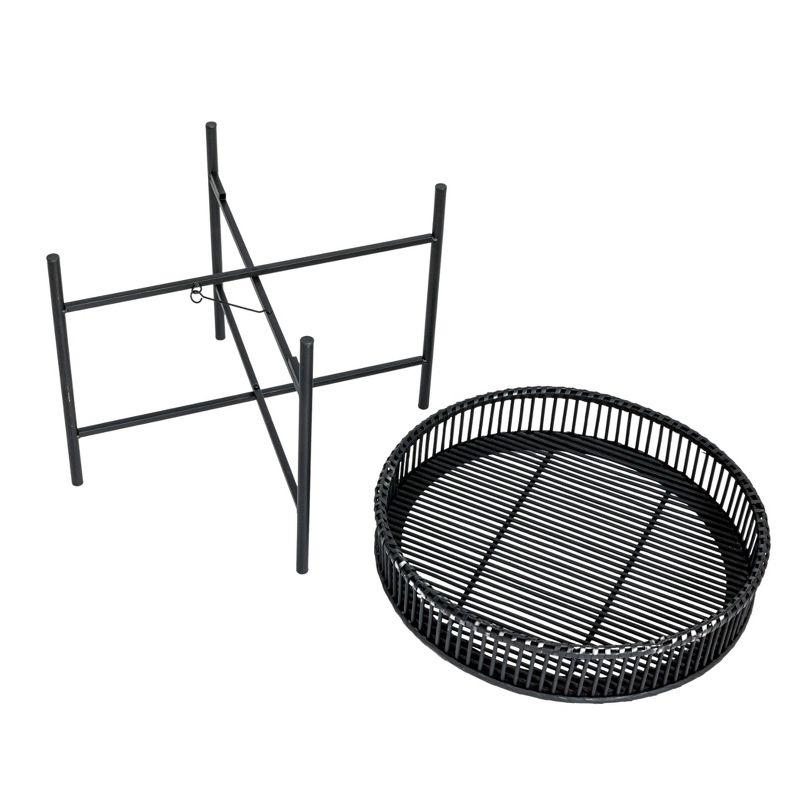 Storied Home Set of 2 Round Table Trays on Stands Black