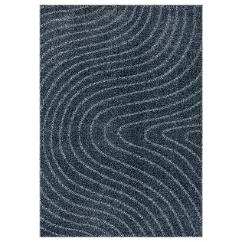 Luxe Weavers Modern Geometric Wave Blue 9x12 Area Rug