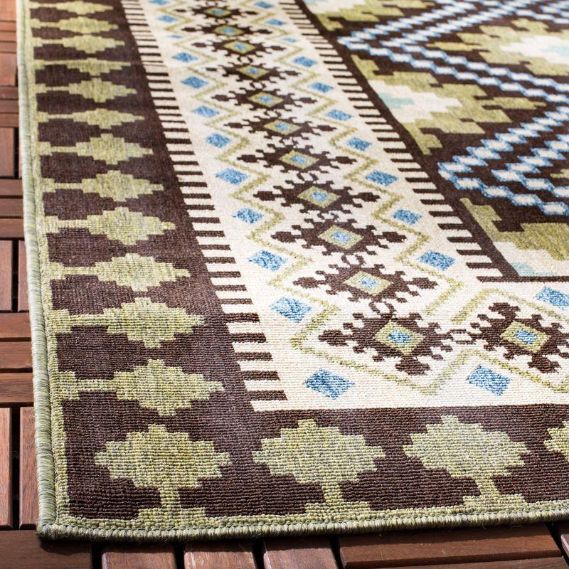 Ivory and Slate Southwestern Synthetic Indoor/Outdoor Area Rug