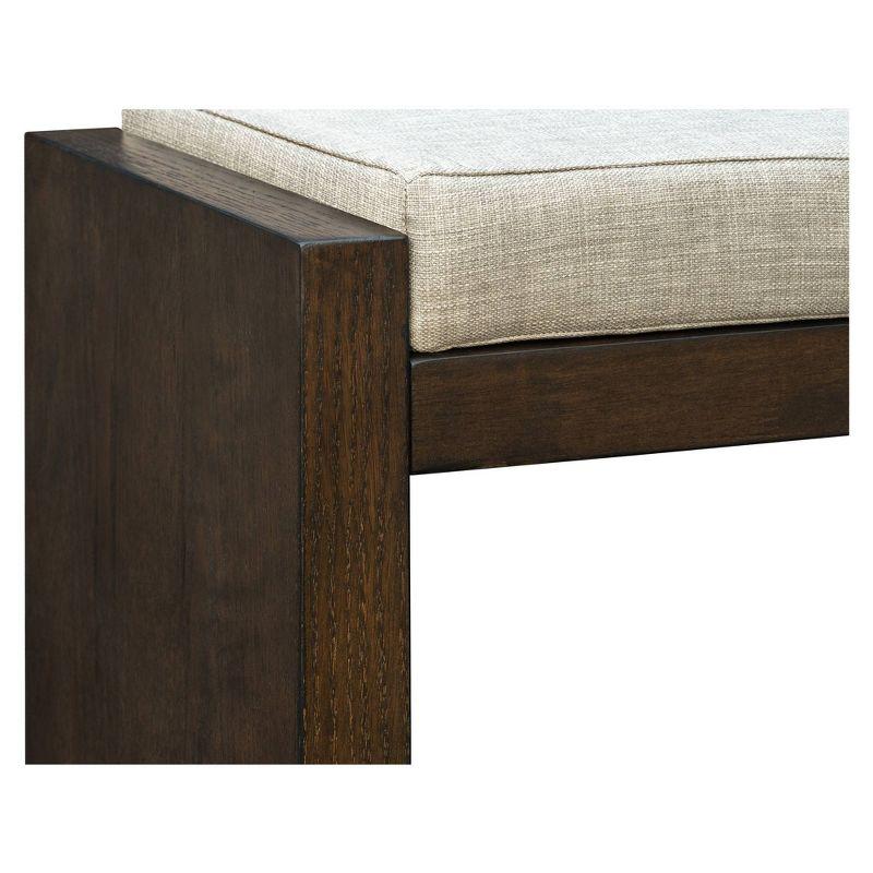 Leland Accent Bench with Lower Shelf Brown - Madison Park: Upholstered, Contemporary Style, Entryway Furniture