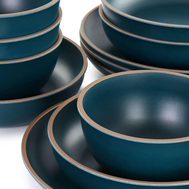 Gibson Home Rockabye 12 Piece Double Bowl Melamine Dinnerware Set