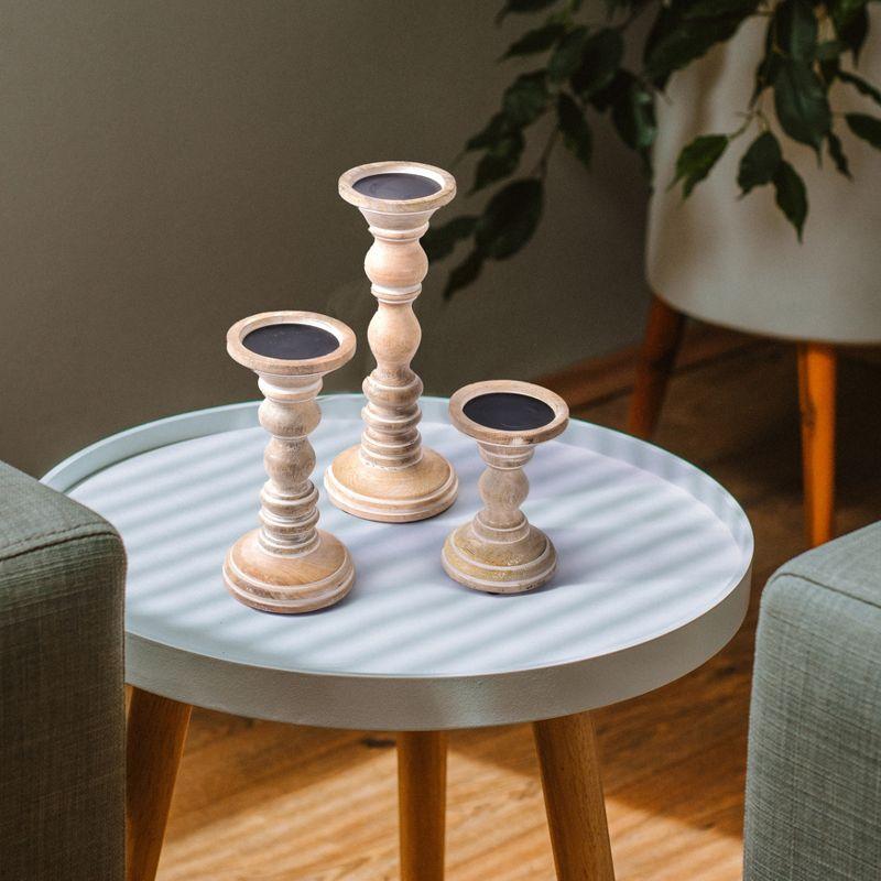 Mela Artisans Set of 3 Wood Candle Holders