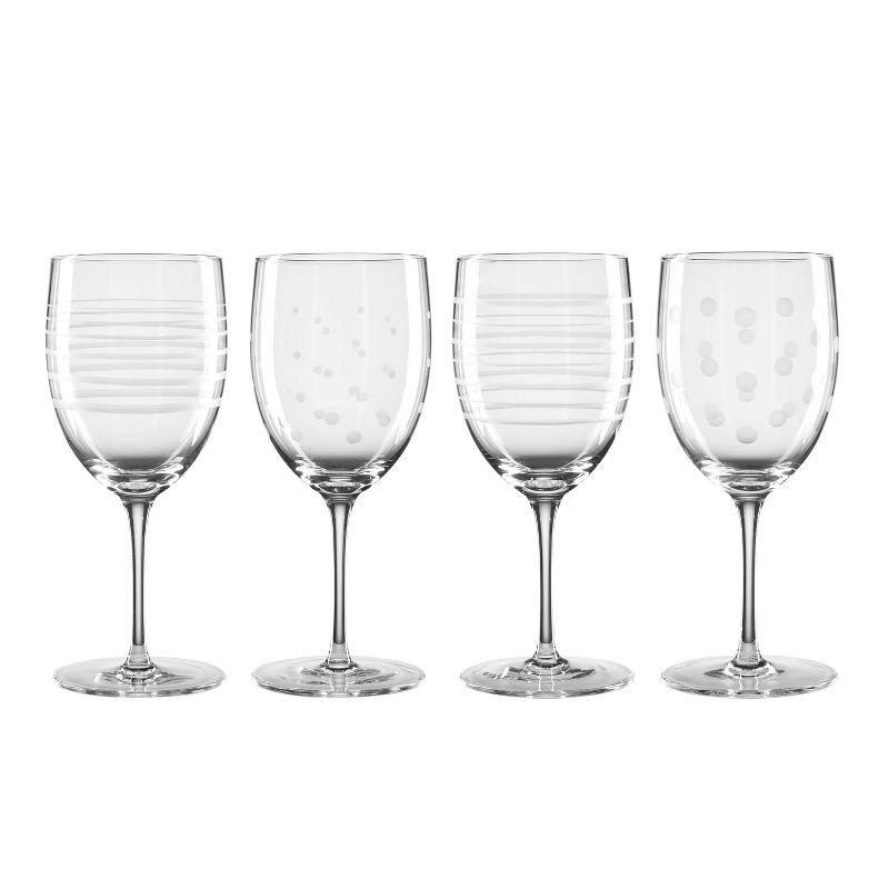 Oneida Clear Etched Glass 14oz Wine Glass Set of 4