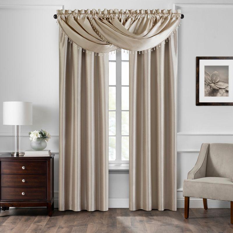 Taupe Faux Silk Blackout Puddle Length Curtain Pair