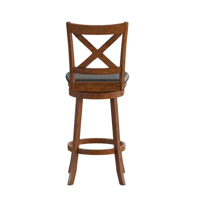 Flash Furniture Felicity Commercial Grade Wood Classic Crossback Swivel Bar Height Barstool with Padded, Upholstered Seat