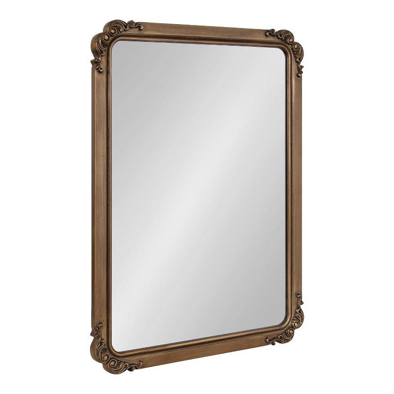 Elegant Ivette Gold Rectangular Mirror with Baroque Garland Detail, 25x35