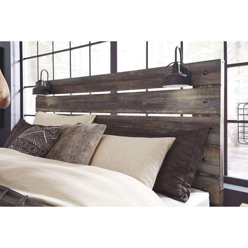 Rustic King Storage Bed with USB Charging, Brown Wood