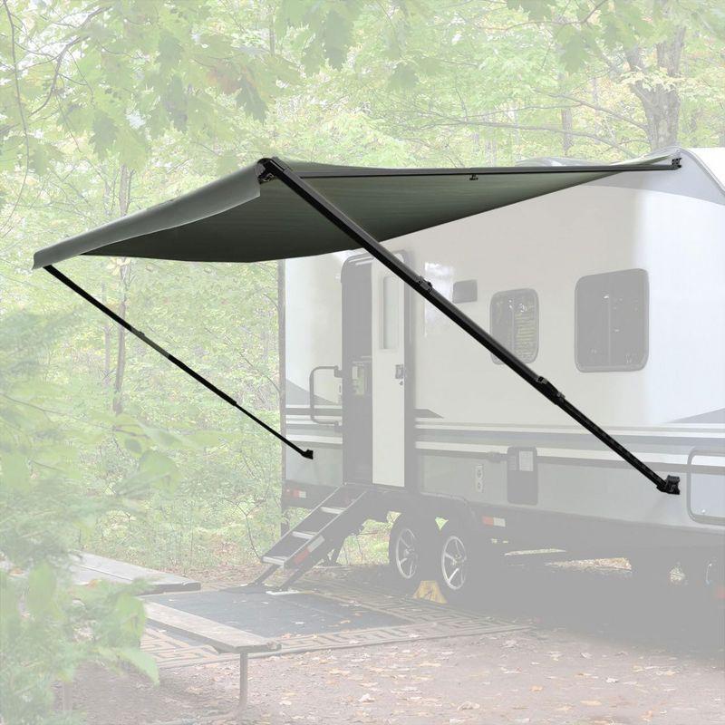 RecPro RV Awning Frame with Durable Fabric Shaded Cover, Protective Outdoor Travel Trailer, Motorhome, or Camper Shield, 21 Foot, Charcoal