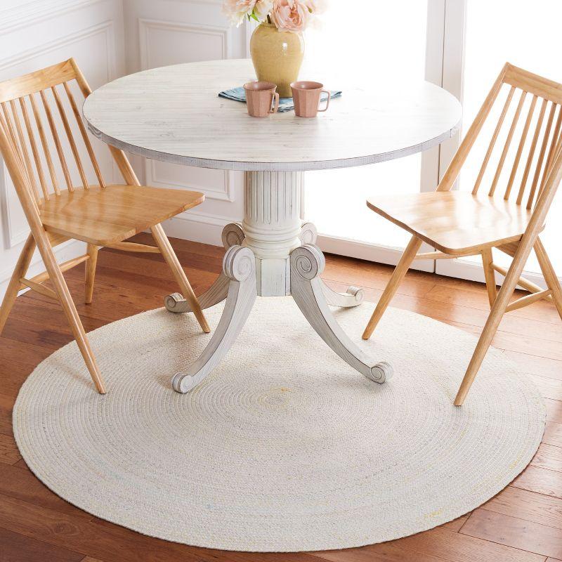 Ivory & Yellow Handwoven Synthetic 3' Round Braided Rug