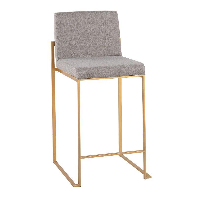 Set of 2 FujiHB Polyester/Steel Counter Height Barstools Gold/Gray - LumiSource