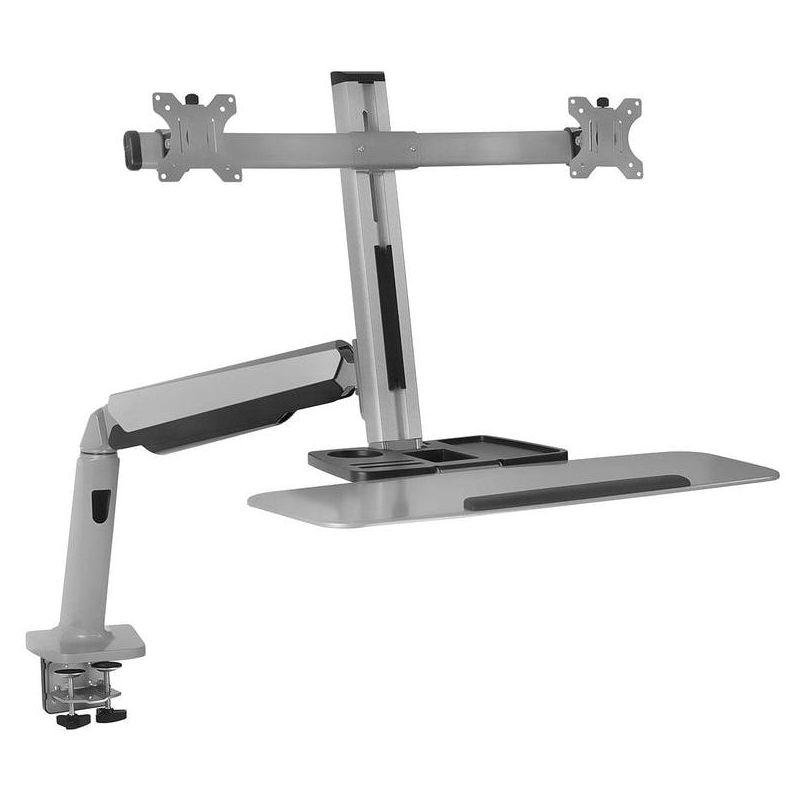 Mount-It! Stand Up Workstation with Dual Monitor Mount | Standing Desk Converter with Height Adjustable Keyboard & Counterbalance Monitor Arm