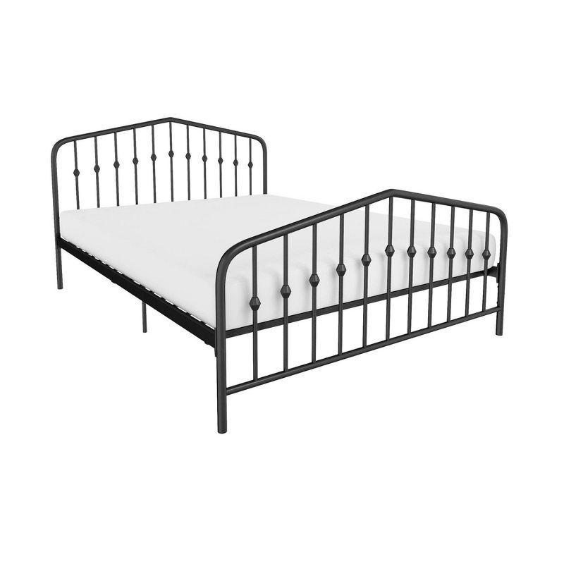 Novogratz Bushwick Queen Black Metal Bed with Round Finials