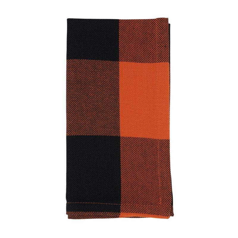 Orange and Black Buffalo Plaid Cotton Napkins, Set of 4