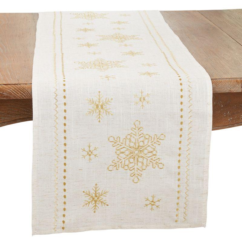 Saro Lifestyle Elegant Snowflake Embroidered Table Runner