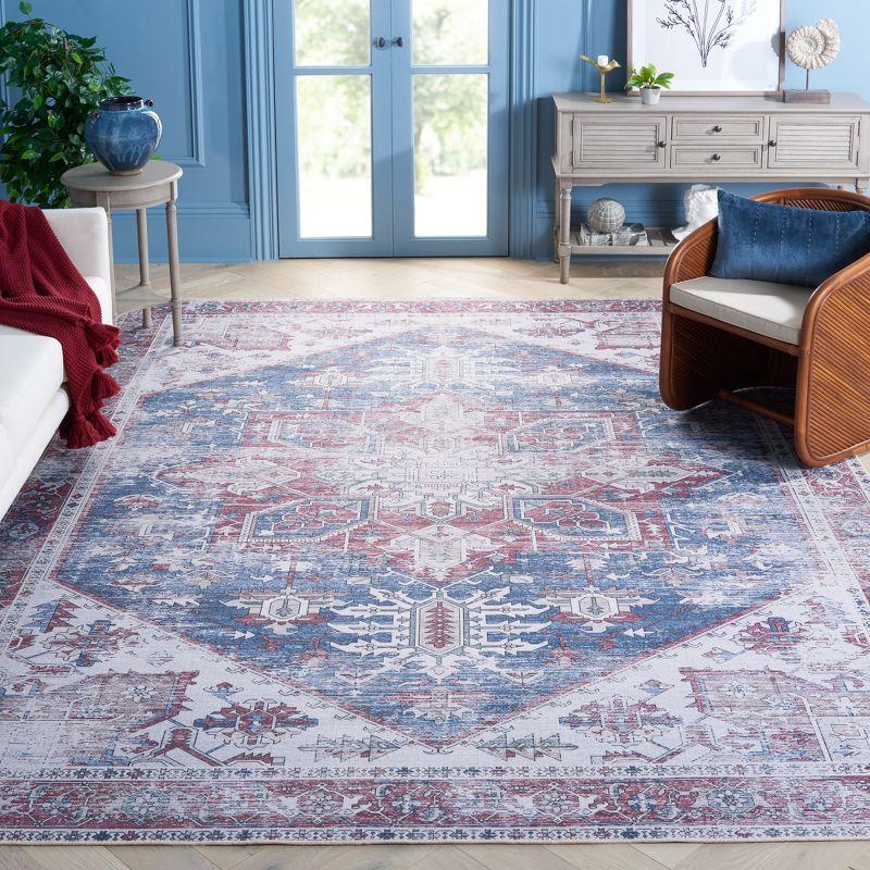 Tucson TSN102 Machine Washable Skid Resistant Stain Resistant Non-Shedding Power Loomed Indoor Area Rug - Navy/Red - 8'x10' - Safavieh