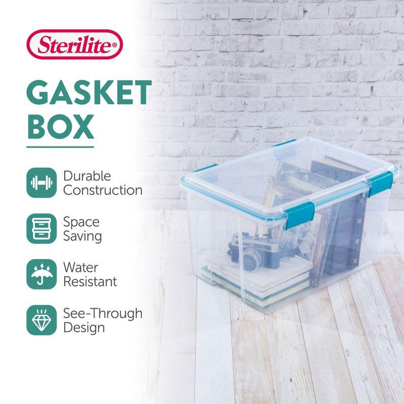 Sterilite Clear Plastic Storage Bin w/ Gasket Latch Lid