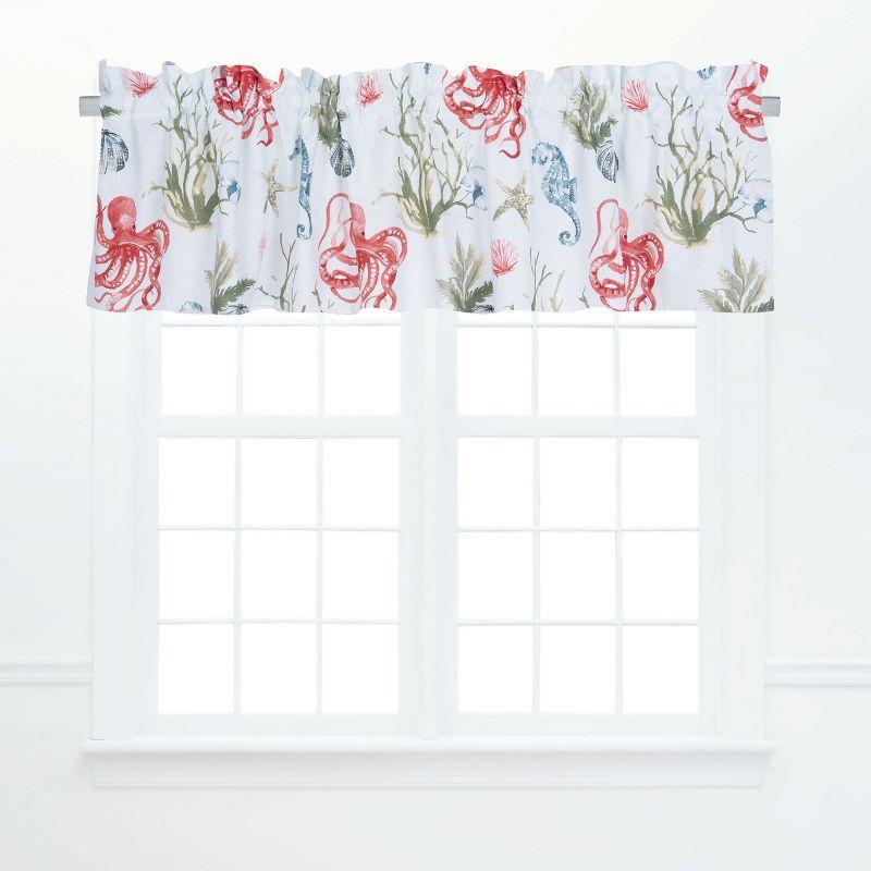 Behari Coastal Cotton Blue and Red Valance Set