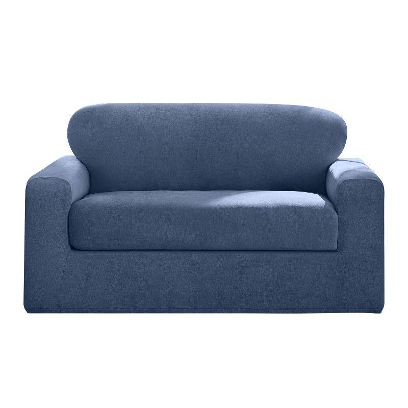 Indigo Two-Piece Stretch Loveseat Slipcover with Textured Design