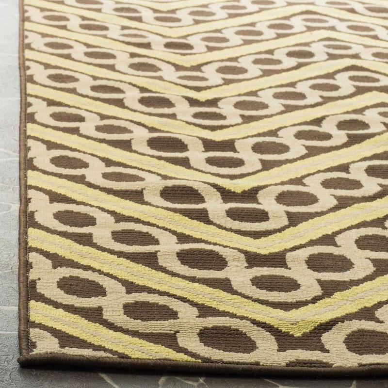 Hampton Brown and Ivory Geometric Outdoor Area Rug