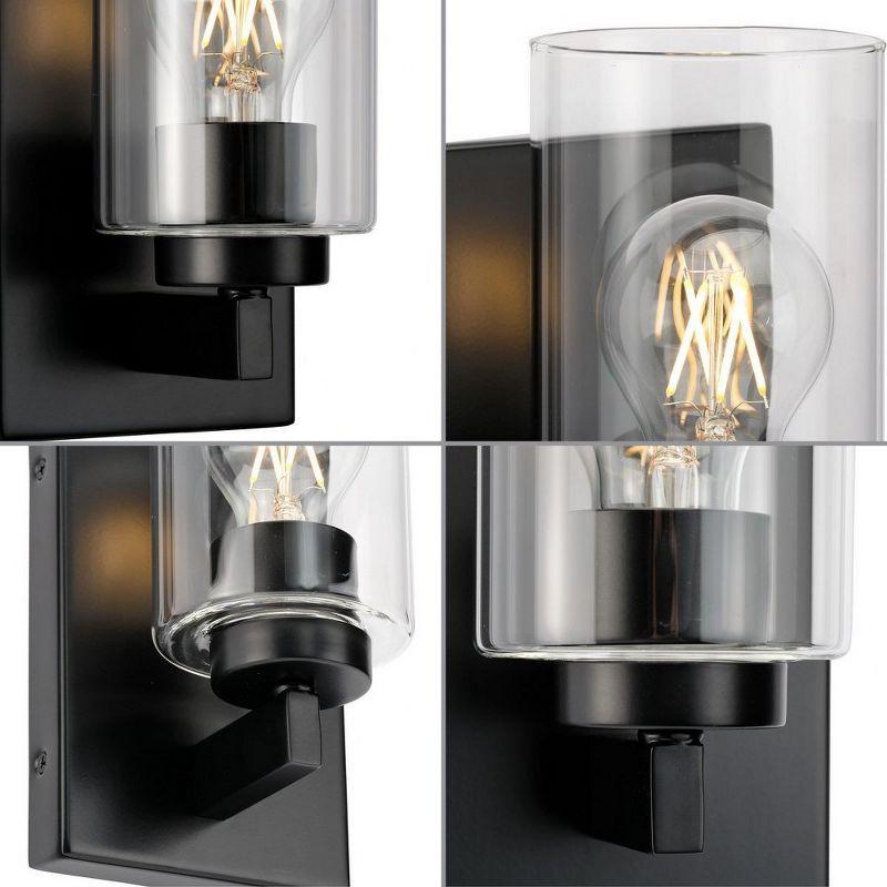 Progress Lighting Goodwin 1-Light Vanity Light, Steel, Matte Black, Clear Glass, Damp Rated