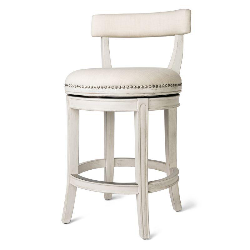 White Oak Swivel Counter Stool with Upholstered Seat