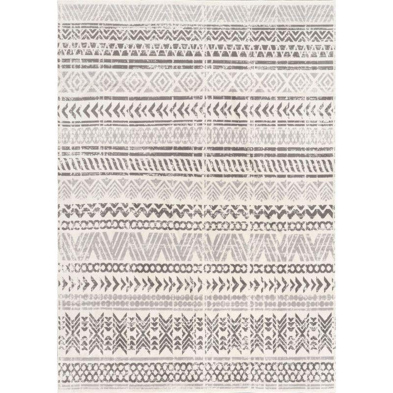 Nuloom Chloe Geometric 4x6 Indoor Area Rug for Living Room Bedroom Dining Room Kitchen, Light Grey/Ivory