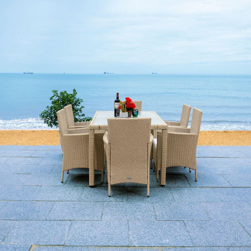 Jolin 7 Pc Dining Set - Outdoor - PAT7706 - Beige/White - Safavieh