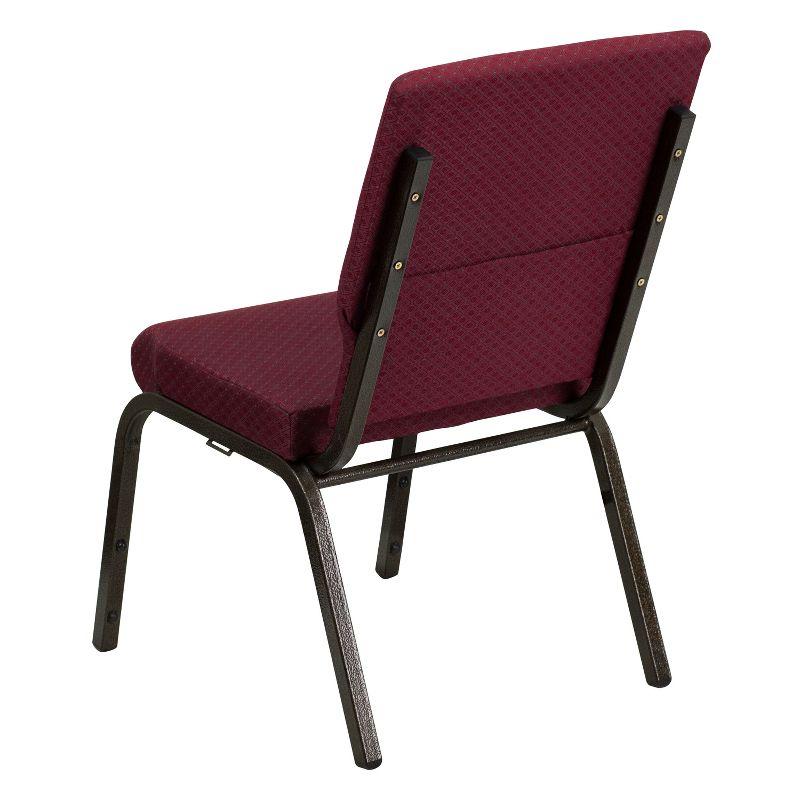 Burgundy Patterned Fabric Stacking Guest Chair with Gold Vein Metal Frame