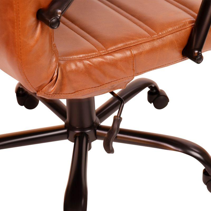 Emma and Oliver High Back Brown LeatherSoft Executive Swivel Office Chair with Black Frame/Arms