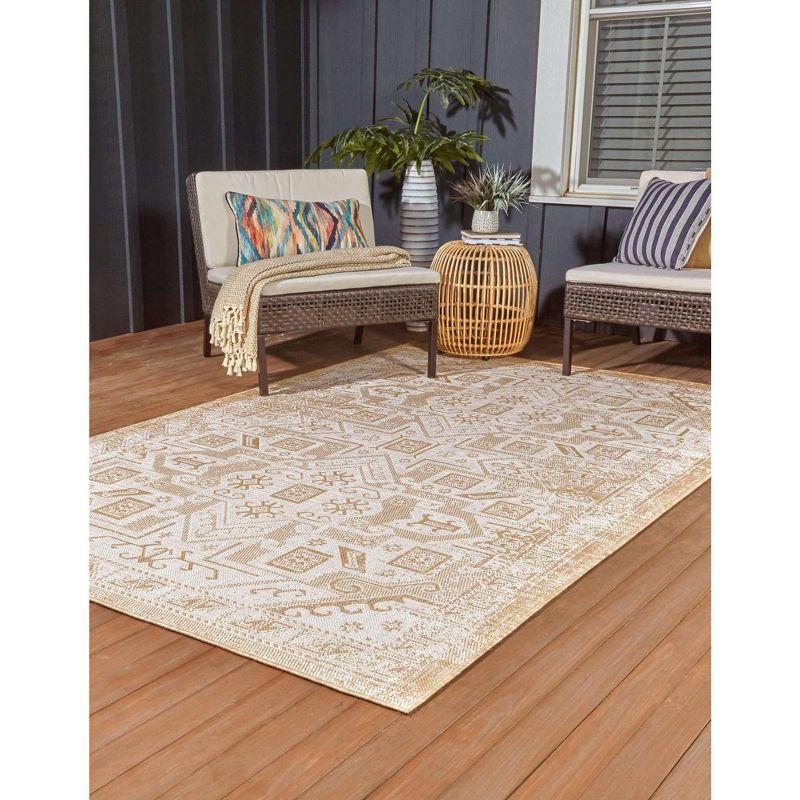 Natural Brown 9' x 12' Synthetic Flat Woven Outdoor Rug