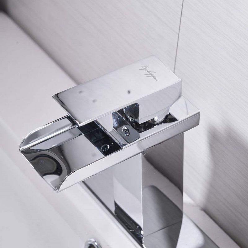 BWE Waterfall Single Hole Single-Handle Low-Arc Bathroom Faucet With Pop-up Drain Assembly