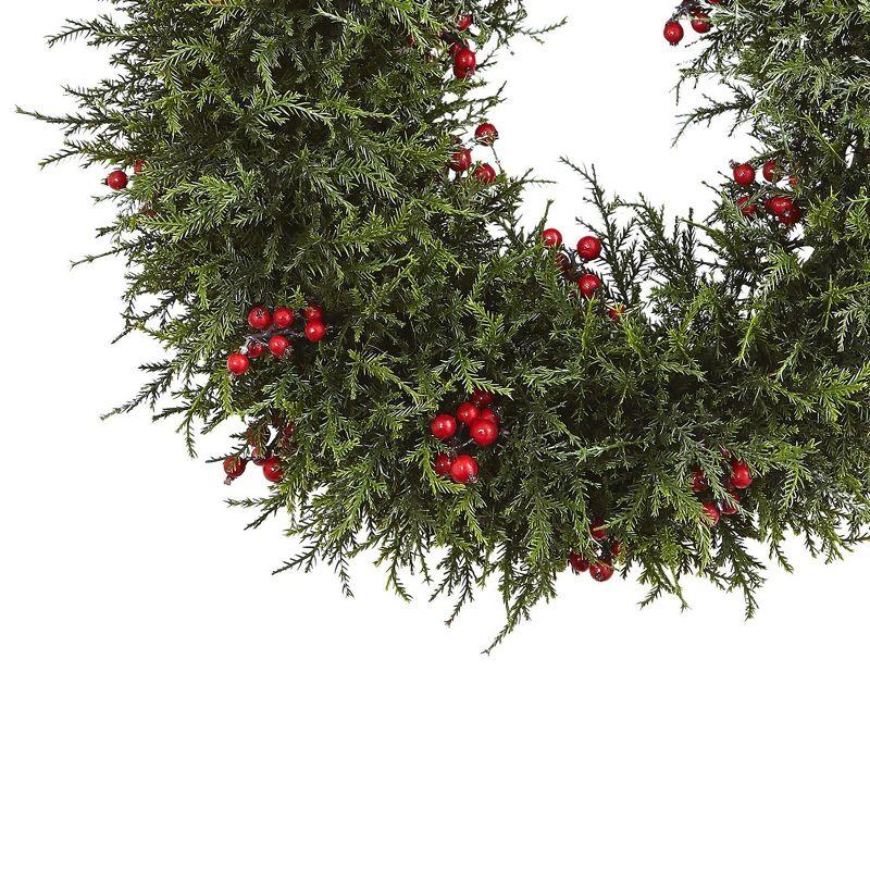 Nearly Natural 20” Cedar Berry Wreath