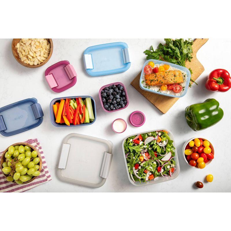 Ello 10pc Plastic Food Storage Container Set with Skid Free Soft Base: Multicolored, Dishwasher-Safe, 5 Containers with Lids