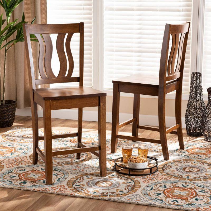 2pc Fenton Wood Counter Height Barstools Set Walnut/Brown - Baxton Studio