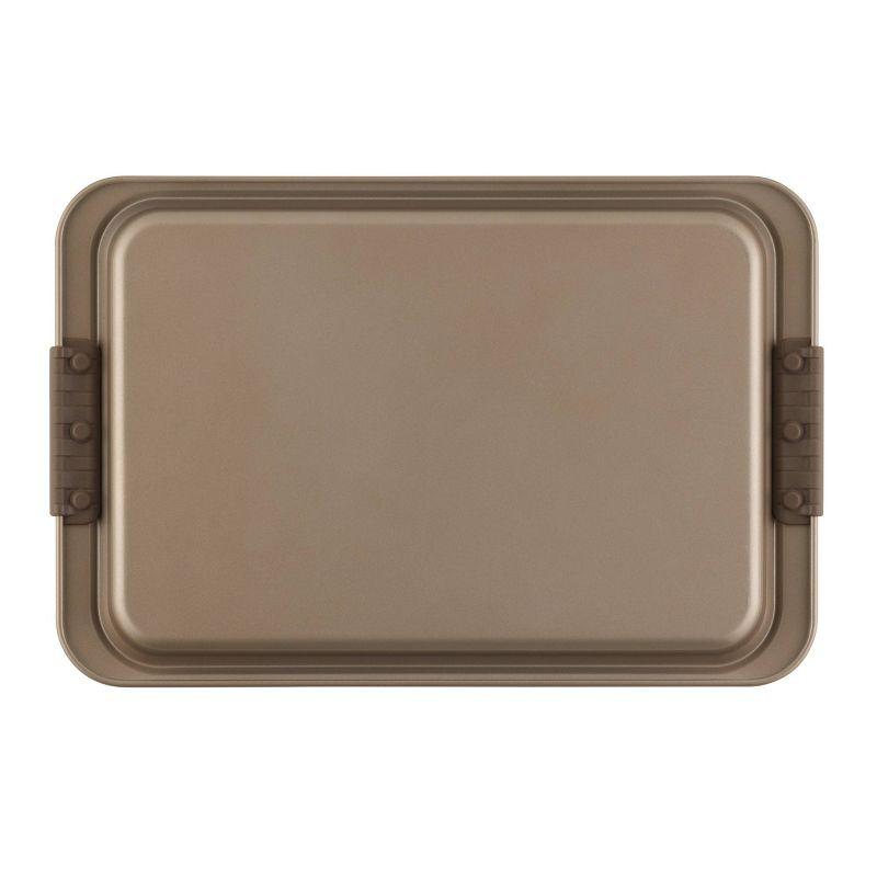 Anolon Advanced Bronze Bakeware 9" x 13" Nonstick Covered Cake Pan with Silicone Grips: Rectangular, Even-Heating, Lid