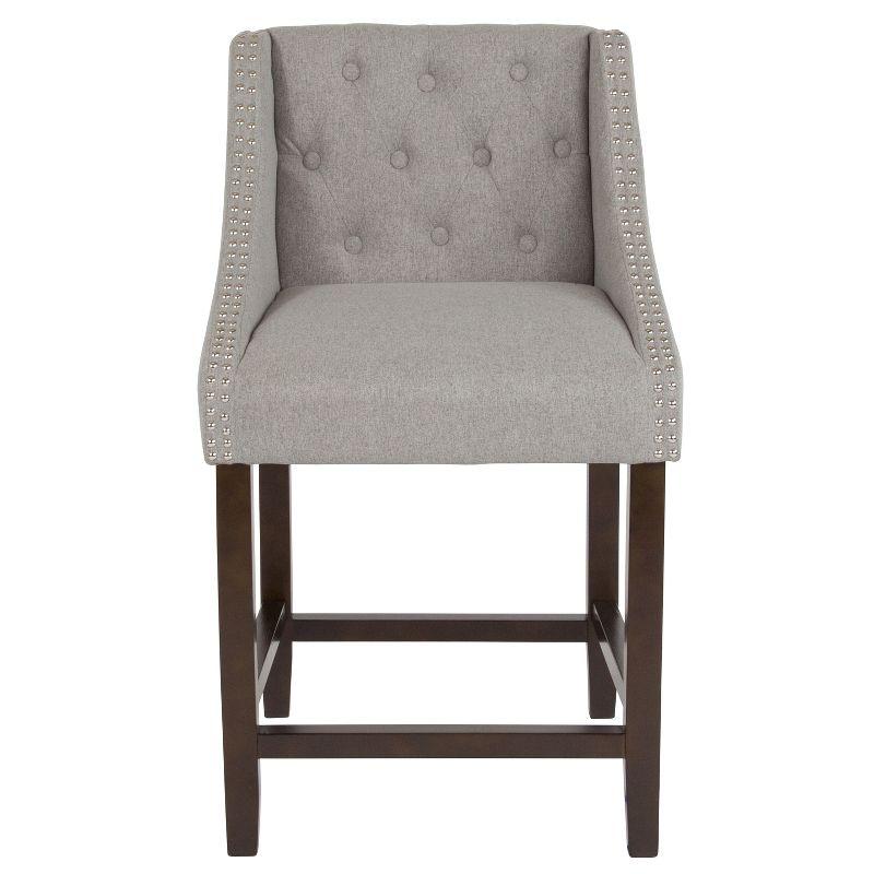 Merrick Lane Upholstered Counter Stool 24" High Transitional Tufted Counter Stool with Accent Nail Trim